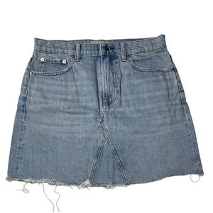 Everlane The Denim Reconstructed Skirt Light Wash Raw Hem 30
